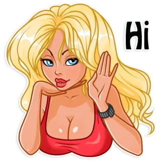 👋 Hi dibujos animados, mujer, rubia, saludando, saludo, hola whatsapp sticker