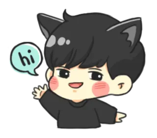 🙋 hi кот, аниме, милый, каваий, привет, приветствие, привет telegram sticker