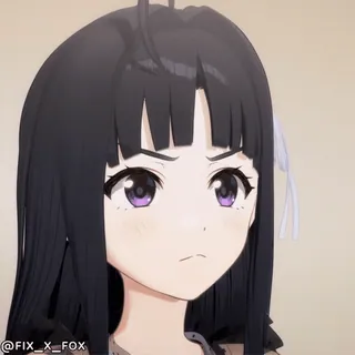 ๐ Fujibayashi Kyou Clannad @FIX_X_FOX anime girl, purple eyes, black hair, expressions, reaction, fujibayashi kyou, clannad, manga style whatsapp sticker