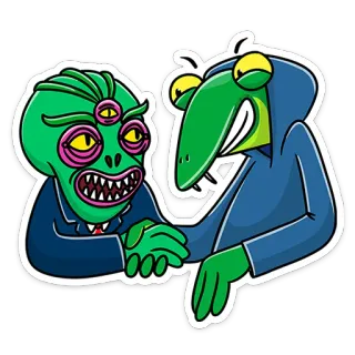 👋 Alien, Kreatur, Business, Handschlag telegram sticker