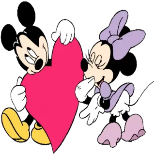 💝 Mickey Mouse Minnie Mouse, dibujos animados, amor, corazón, Disney, pareja telegram sticker