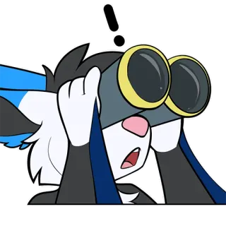 🧐 Furry, Binocolo, Sorpresa, Ricerca, Cartone animato, Animale, Guardando telegram sticker