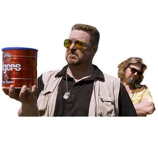 ☠ Walter Sobchak The Big Lebowski The Big Lebowski, Walter Sobchak, movie, John Goodman, coffee, actor, character telegram sticker