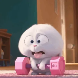 🍓 Snowball The Secret Life of Pets กระต่าย, ออกกำลังกาย, น่ารัก, สัตว์, ดัมเบล, ยกน้ำหนัก telegram sticker