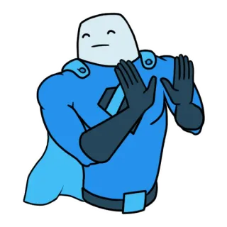 🙌 Dessin animé, Personnage, Super-héros, Bleu, Cape, Geste whatsapp sticker