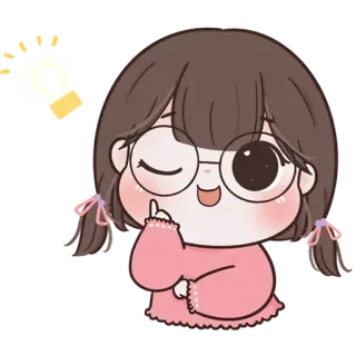 🧚‍♀ Dibujo animado, Chica, Gafas, Idea, Bombilla, Lindo, Pensando telegram sticker