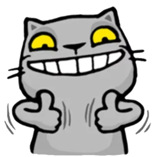 👍 Katze, Daumen hoch, graue Katze, Cartoon, Tier, Meme telegram sticker