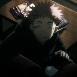 ✨ Yuji Itadori Jujutsu Kaisen Anime, Yuji Itadori, Jujutsu Kaisen, Dibujos animados, Personaje, Sentado telegram sticker