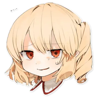 😏 anime, manga, dibujos animados, pelo rubio, ojos rojos, lindo, pegatina, femenino telegram sticker
