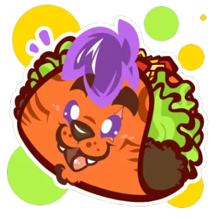 🌮 타코, 음식, 고양이, 만화, 귀여운, 스티커 telegram sticker