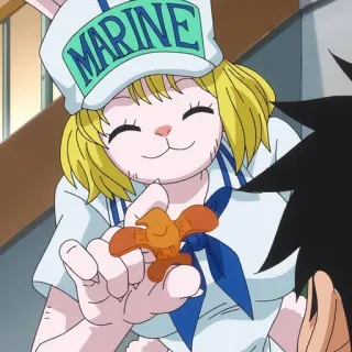 🥕 MARINE アニメ, 海軍, ワンピース, キャロット, ウサギ, 笑顔 whatsapp sticker