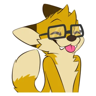 😁 fox, cartoon, animal, glasses, happy, furry telegram sticker