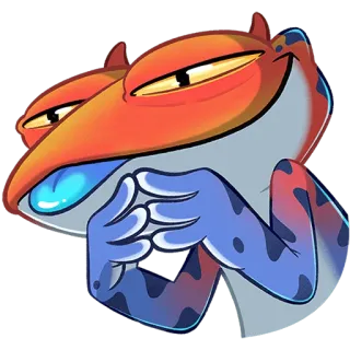 😈 selbstgefällig, Frosch, Tier, Cartoon, listig, listiger Frosch, hinterlistig telegram sticker