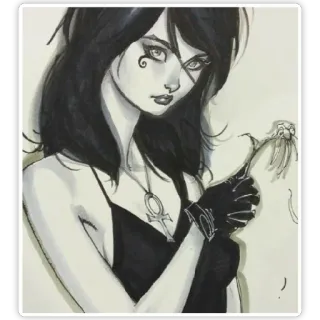 😵 Death The Sandman 死亡, 睡魔, 尼尔・盖曼, 漫画, 哥特, 苍白, 花 telegram sticker
