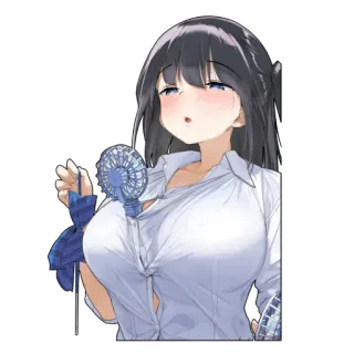 ☁️ 动漫, 女孩, 粉丝, 汗, 热, 夏天, 校服 telegram sticker