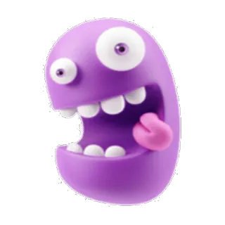 😆 괴물, 웃긴, 보라색, 만화, 이모지, 3D telegram sticker