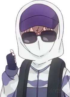 👍 bluza z kapturem, okulary przeciwsłoneczne, postać, anime, naklejka whatsapp sticker