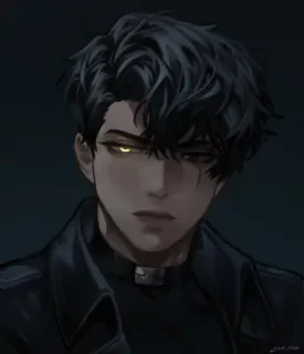 💎 动漫, 漫画, 男人, 肖像, 黑发, 严肃, 艺术 telegram sticker