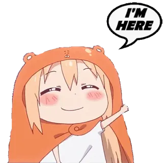 🙋‍♀️ I'M HERE Anime, Mignon, Fille, Dessin animé, Ours, Sweat à capuche whatsapp sticker