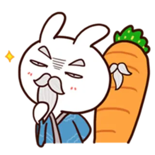 😌 Hase, Karotte, Emoji, Sticker, Lustig, Cartoon telegram sticker