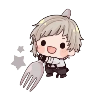 😀 Chibi, Niedlich, Cartoon, Gabel, Löffel telegram sticker