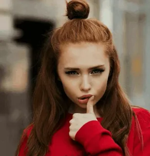😠 vrouw, meisje, portret, roodharig, mooi, knot, model telegram sticker
