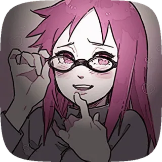 ☀️ Anime, Cô gái, Kính, Dễ thương, Tóc hồng whatsapp sticker