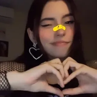 🤎 woman, heart, selfie, heart-shaped hands, sparkle, sticker telegram sticker