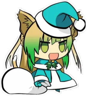 🤶 Anime, Chibi, Chica zorro, Navidad, Gorro de Papá Noel, Dibujos animados telegram sticker