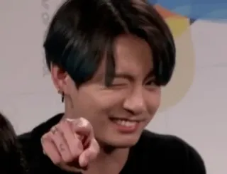 😉 Jungkook kpop, cantante, indicare, occhiolino, asiatico, idolo telegram sticker