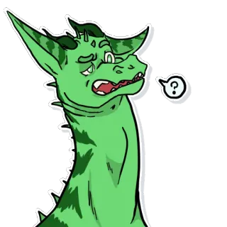 😕 дракон, вопрос, в замешательстве, животное, мультфильм, милый whatsapp sticker