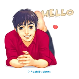 ✋ HELLO cześć, powitanie, anime, chłopak, kreskówka, osoba telegram sticker