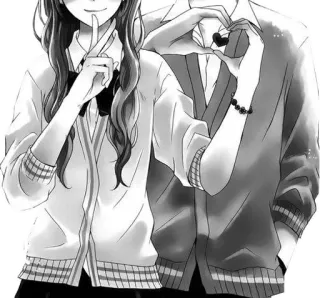 👫 Anime, Casal, Amor, Uniforme escolar, Fofo, Mangá, Romântico, Coração telegram sticker
