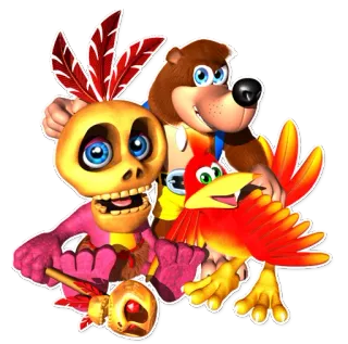 😏 Banjo and Kazooie Banjo-Kazooie Videospiel, Cartoon, Bär, Vogel, Nintendo 64, Rareware telegram sticker