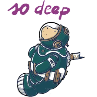 👩‍🚀 so deep глубоководный водолаз, под водой, водолазный костюм, персонаж, мультфильм whatsapp sticker
