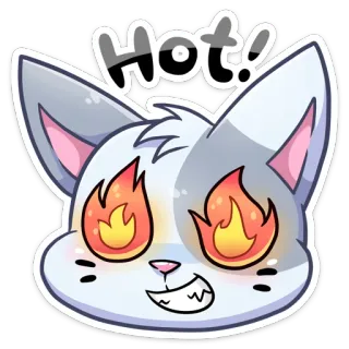 🔥 Hot! kat, vuur, heet, cartoon, vlam, dier, schattig telegram sticker
