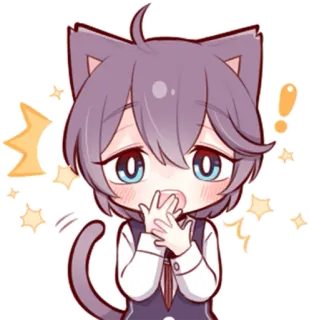 😲 Anime, Neko garçon, Kawaii, Mignon, Chibi, Manga telegram sticker