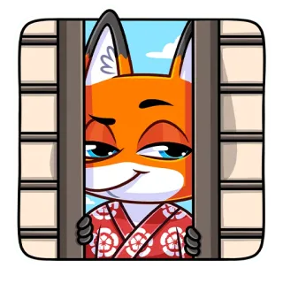 😉 fuchs, tier, cartoon, niedlich, fenster, porträt telegram sticker