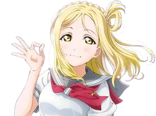 👌 Anime, Garota, Personagem, Fofa, Loira, Sinal de OK, Alegre whatsapp sticker