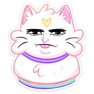😛 кот, радуга, мем, смешной, милый, стикер telegram sticker