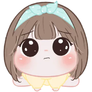 🐤 милый, грустный, девочка, мультфильм, каваий, чиби telegram sticker