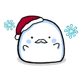 ⛄ 눈, 크리스마스, 겨울, 귀여운, 눈송이, 산타 모자, 만화 whatsapp sticker