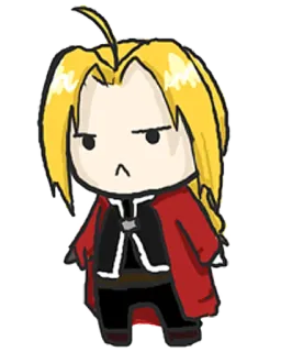😑 Edward Elric Fullmetal Alchemist anime, manga, chibi, fullmetal alchemist, edward elric, cartoon telegram sticker