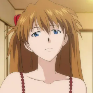 🥢 Asuka Langley Soryu Evangelion anime, character, orange hair, eyes, girl, serious telegram sticker