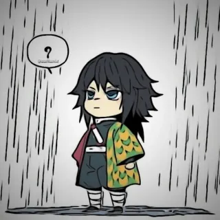 😕 Giyu Tomioka Demon Slayer ? Demon Slayer, Anime, Manga, Giyu Tomioka, Chibi, Hujan, Pertanyaan telegram sticker