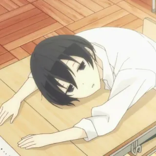 🥢 anime, boy, sleeping, school, desk, bored telegram sticker