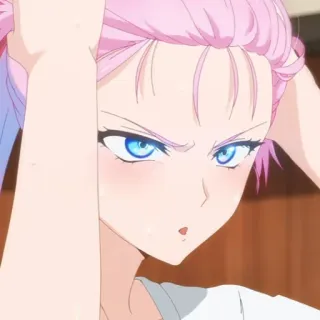 🌷 Anime, Mädchen, Charakter, pinke Haare, blaue Augen telegram sticker