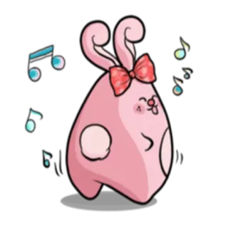 🎼 Dibujos animados, Mono, Rosa, Personaje, Música, Lazo telegram sticker