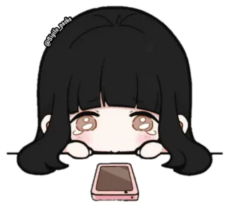 🙇‍♀ anime, chica, linda, dibujos animados, teléfono, ojos telegram sticker