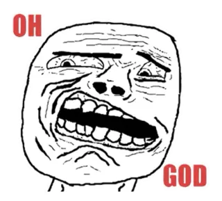 ® OH GOD Meme, Engraçado, Trollface, Expressão, Meme da internet telegram sticker